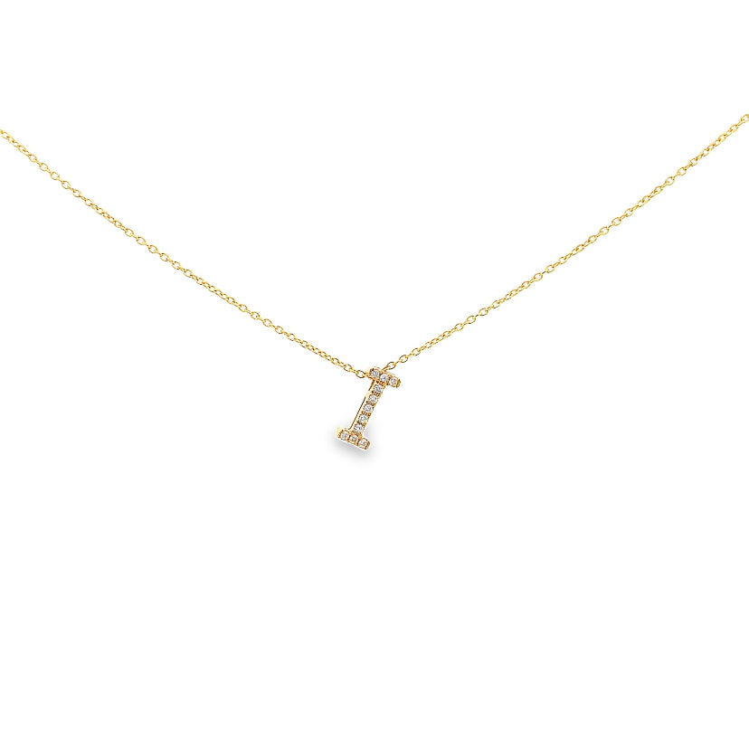 Diamond "I" Initial Pendant Necklace