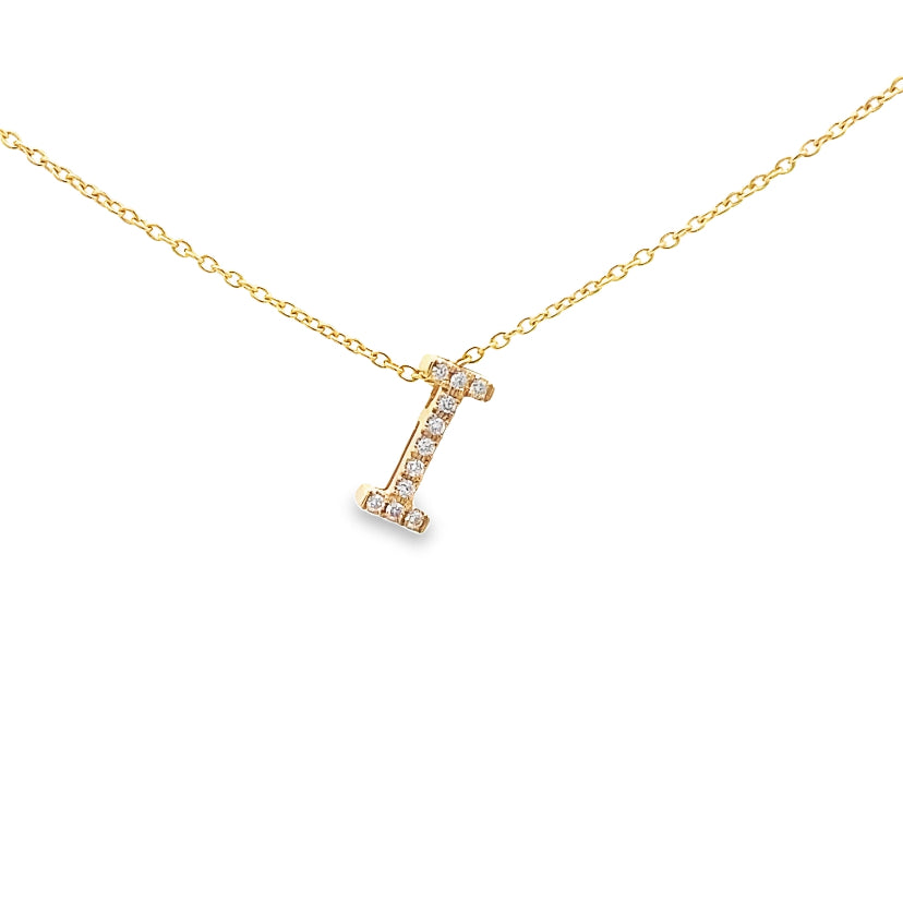 Diamond "I" Initial Pendant Necklace