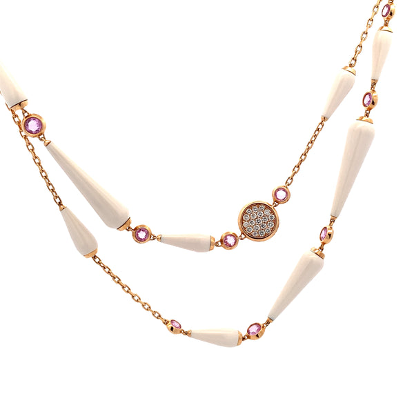 Agate Long Diamond Necklace By Crivelli