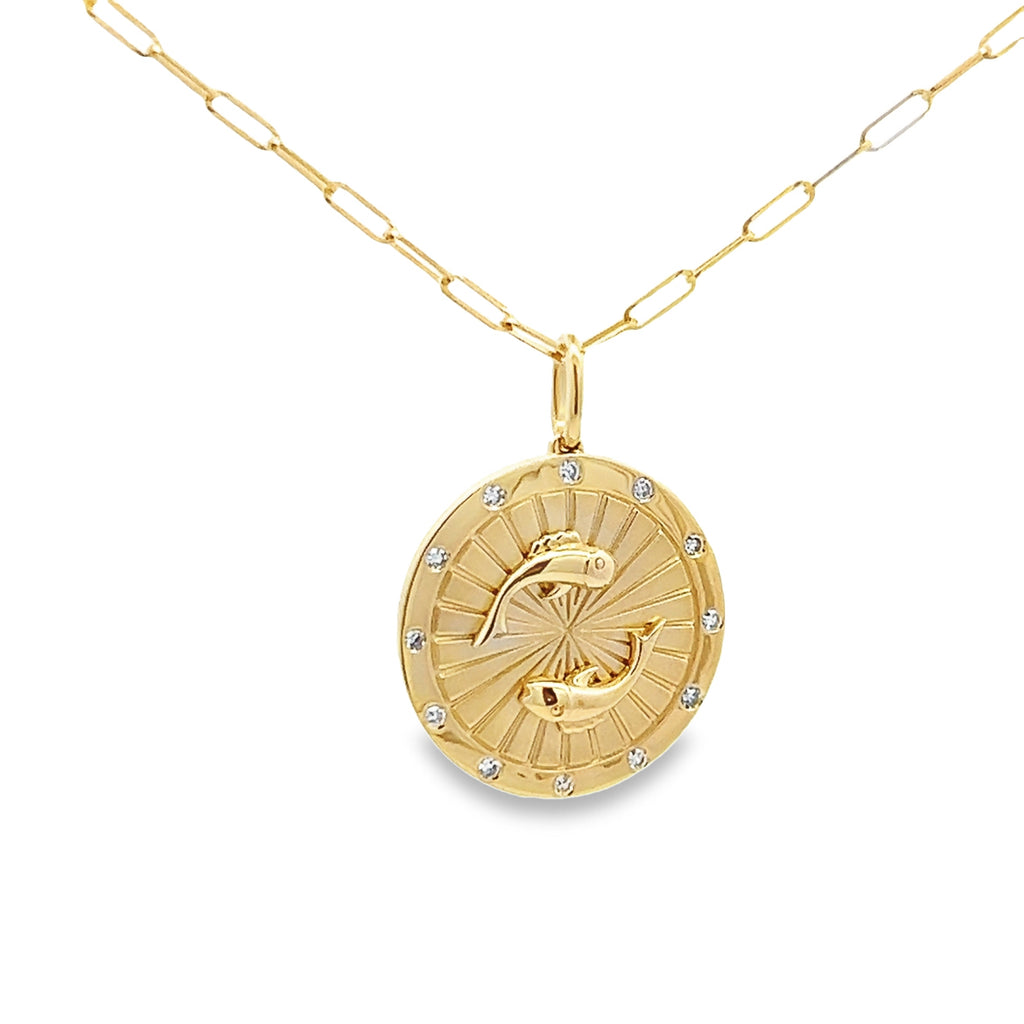 Oceanic Gold Pendant Pisces Necklace