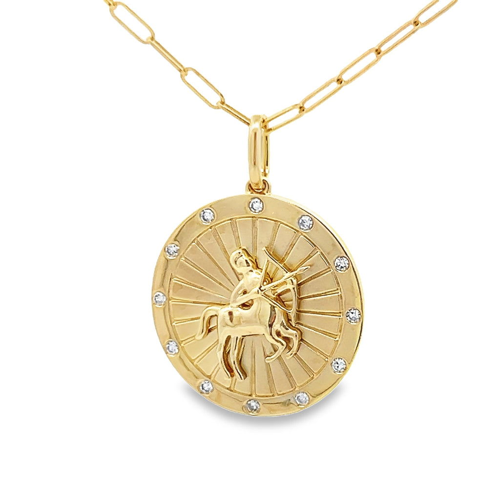 Archer'sAim Gold Pendant Sagittarius Necklace