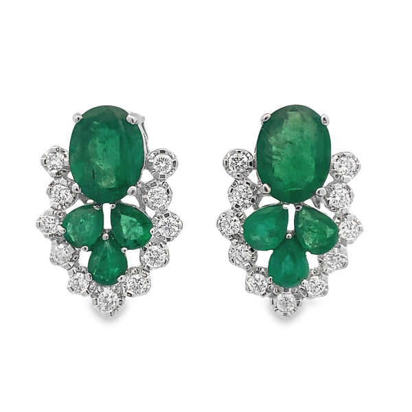 Diamond Dewdrop Emerald Earrings