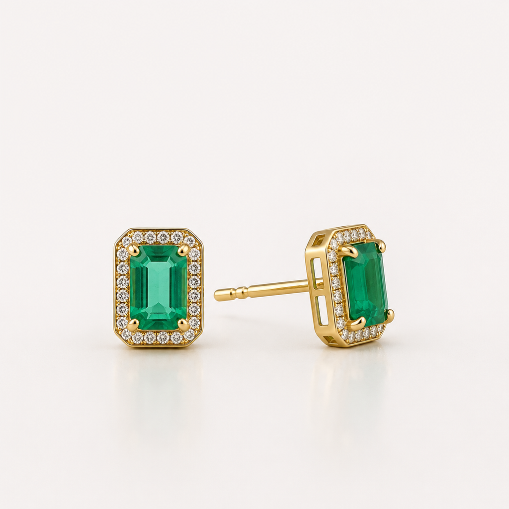 Gold Emerald Earrings