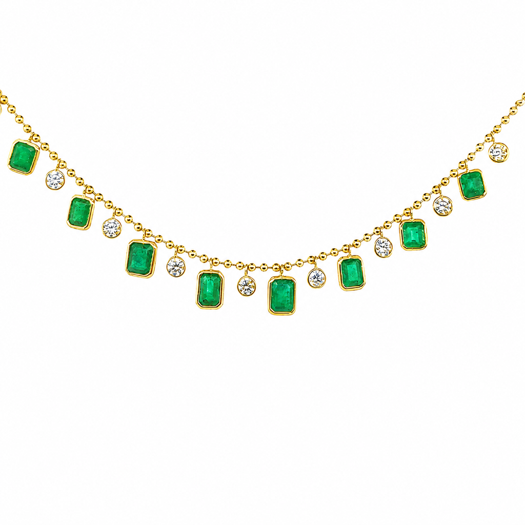 Gold Emerald Necklace By Liviluxe