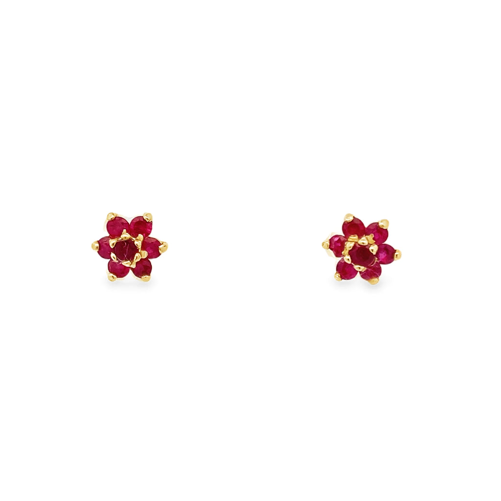 Floral Radiance Ruby Baby Studs
