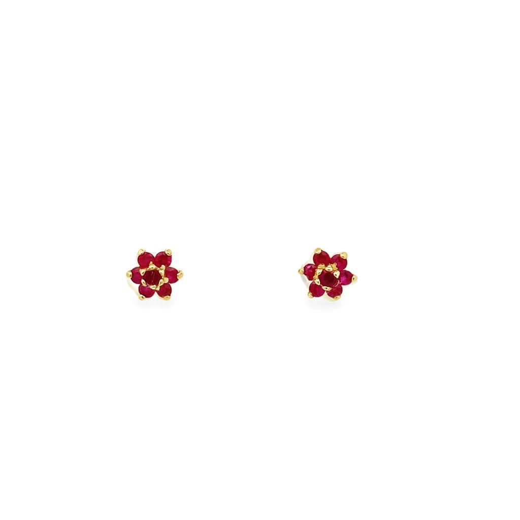 Floral Radiance Ruby Baby Studs