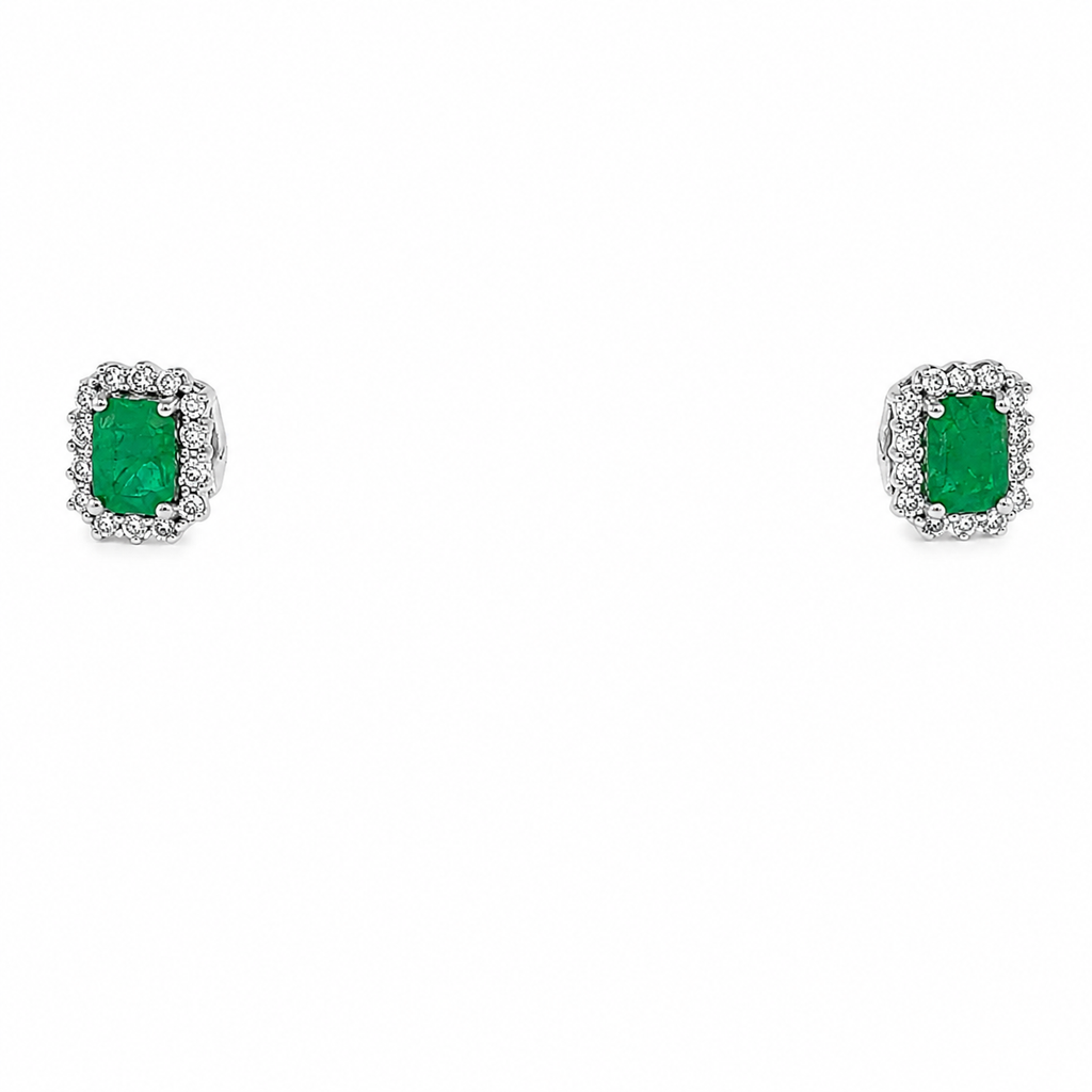 White Gold Emerald Earrings