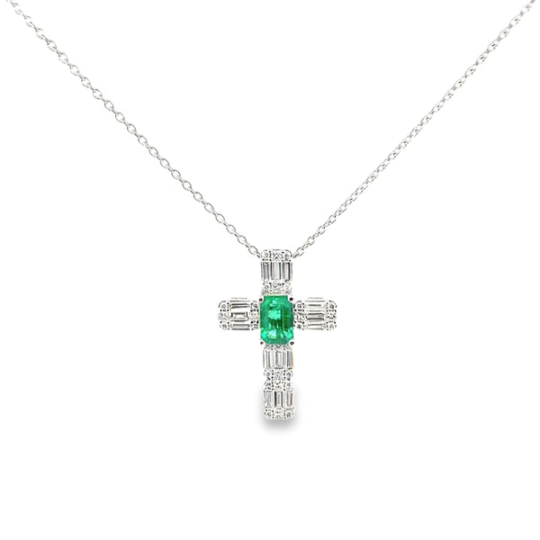 Emerald White Gold Chain Cross