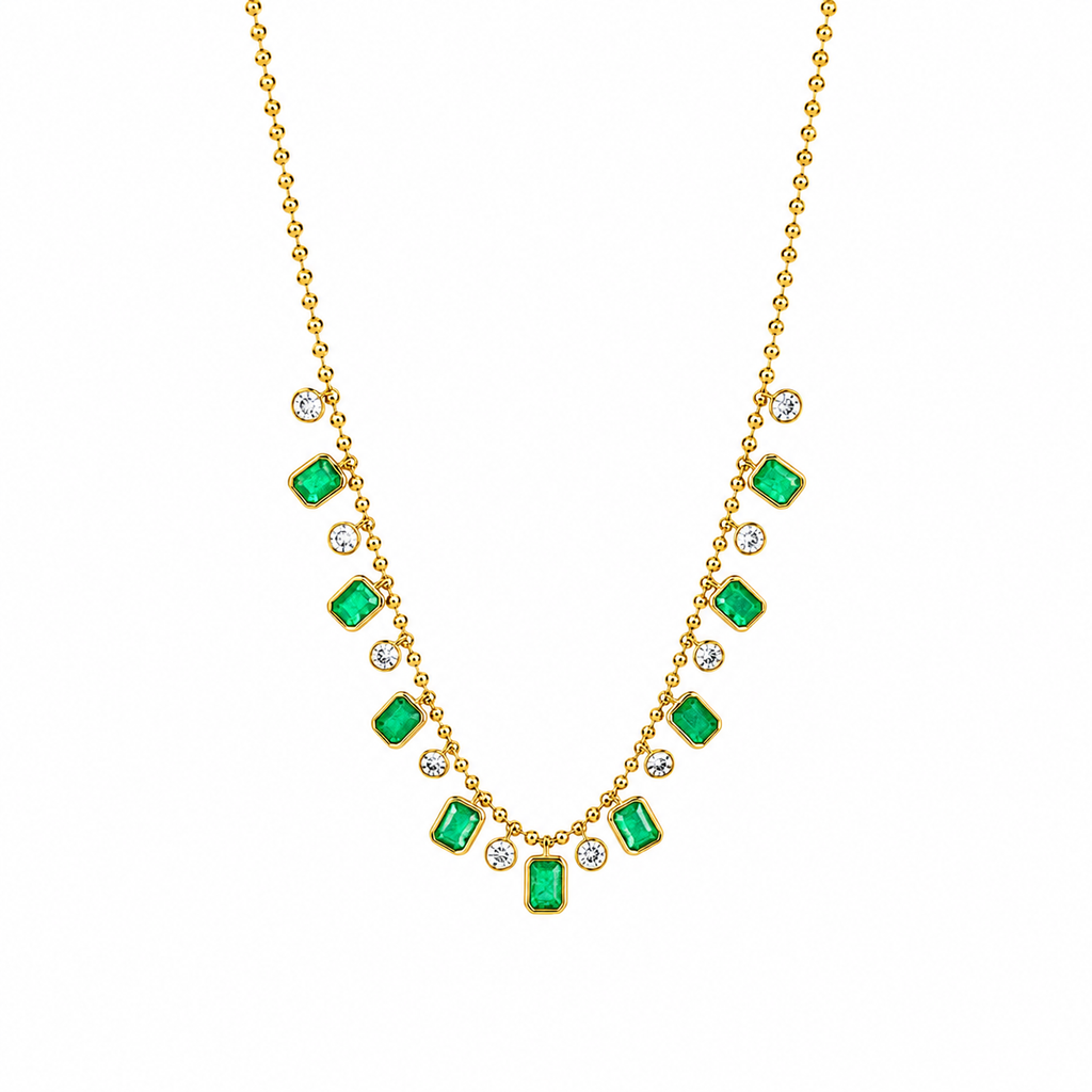Gold Emerald Necklace By Liviluxe