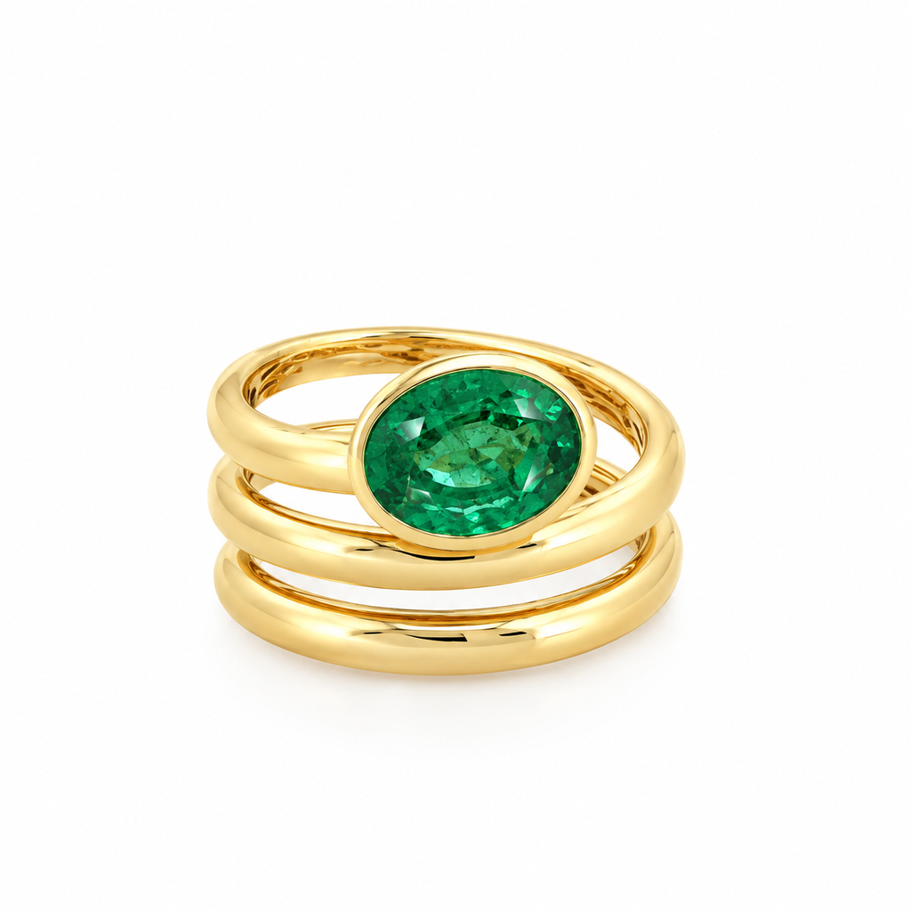 Twyla Gold Emerald Ring By Liviluxe