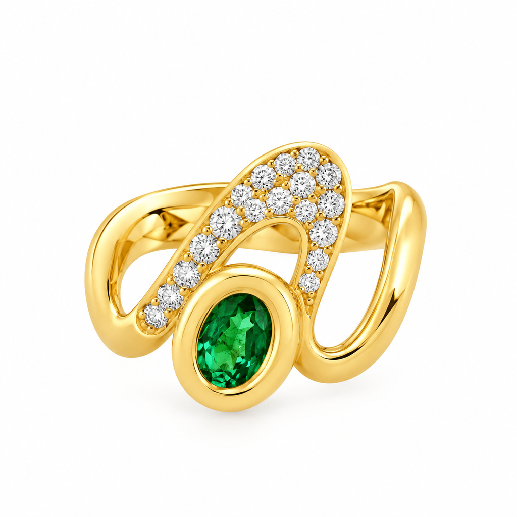 Nebula Gold Eme Ring By Liviluxe