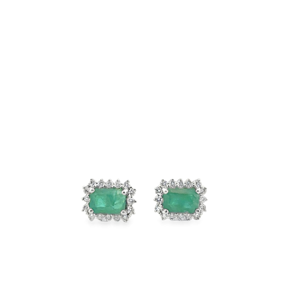 White Gold Emerald Earrings