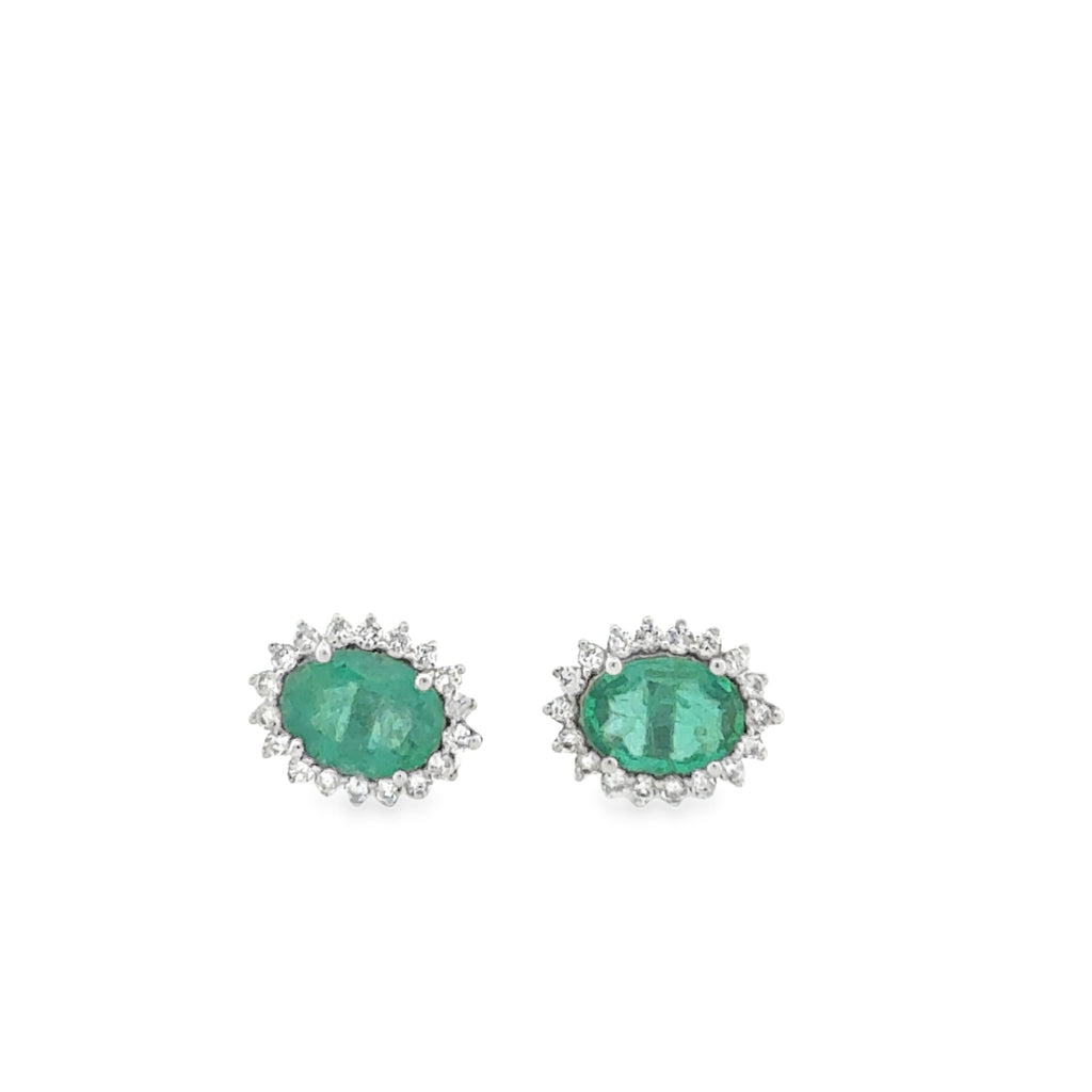 White Gold Emerald Earrings