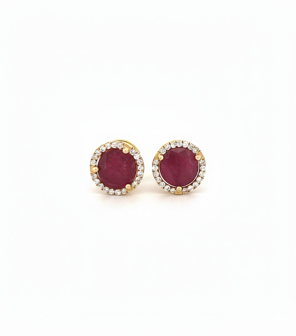 Ruby Diamond Gold Earrings