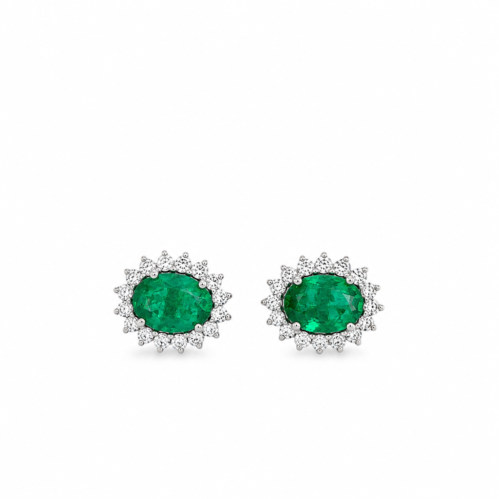 White Gold Emerald Earrings