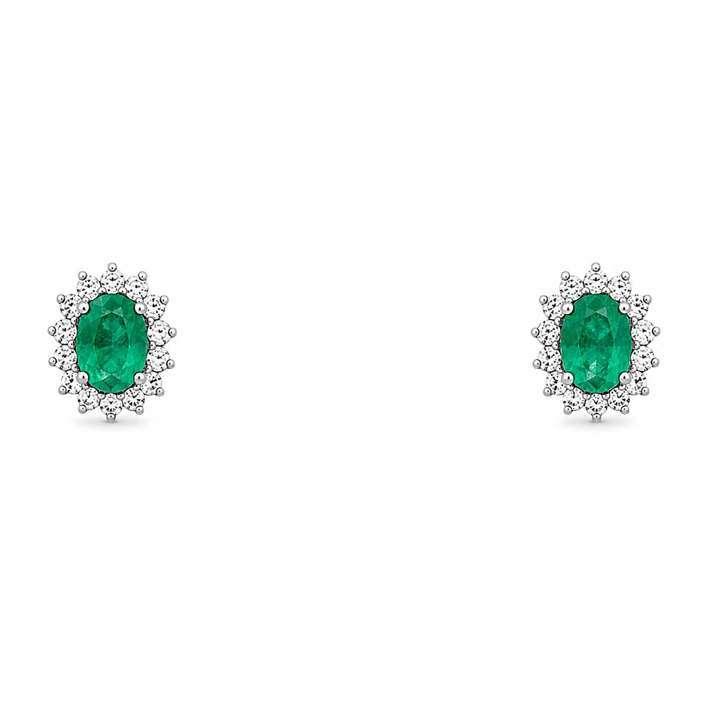 White Gold Emerald Earrings