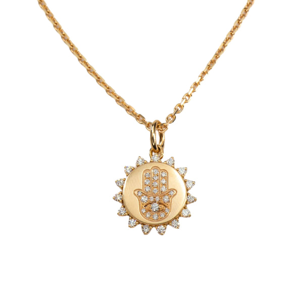 Diamond Hamsa Pendant Necklace By Crivelli