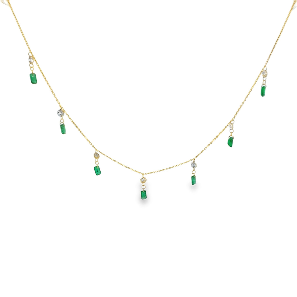 Emerald Chandelier Gold Necklace