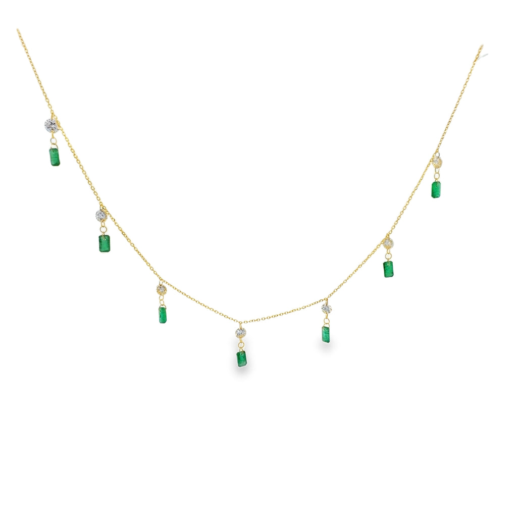 Emerald Chandelier Gold Necklace