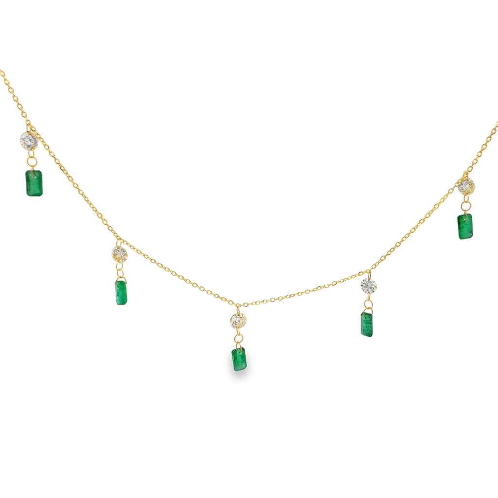 Emerald Chandelier Gold Necklace
