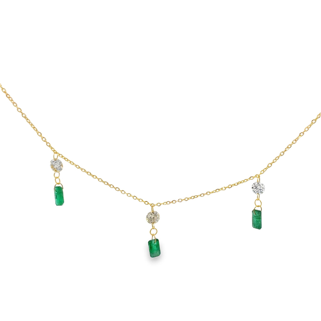 Emerald Chandelier Gold Necklace
