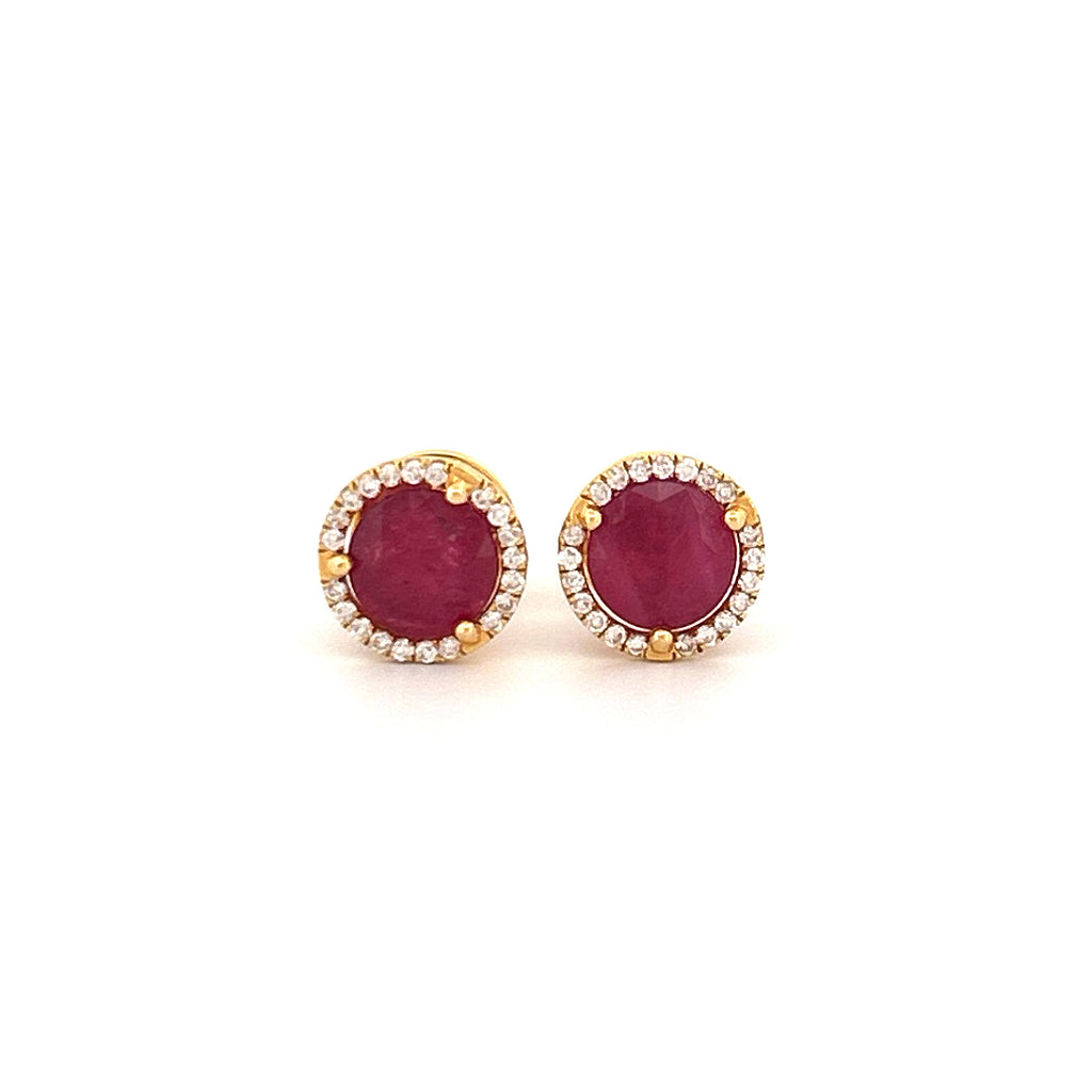 Ruby Diamond Gold Earrings