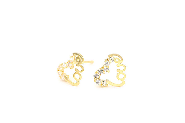 Love in Italics Gold Earrings