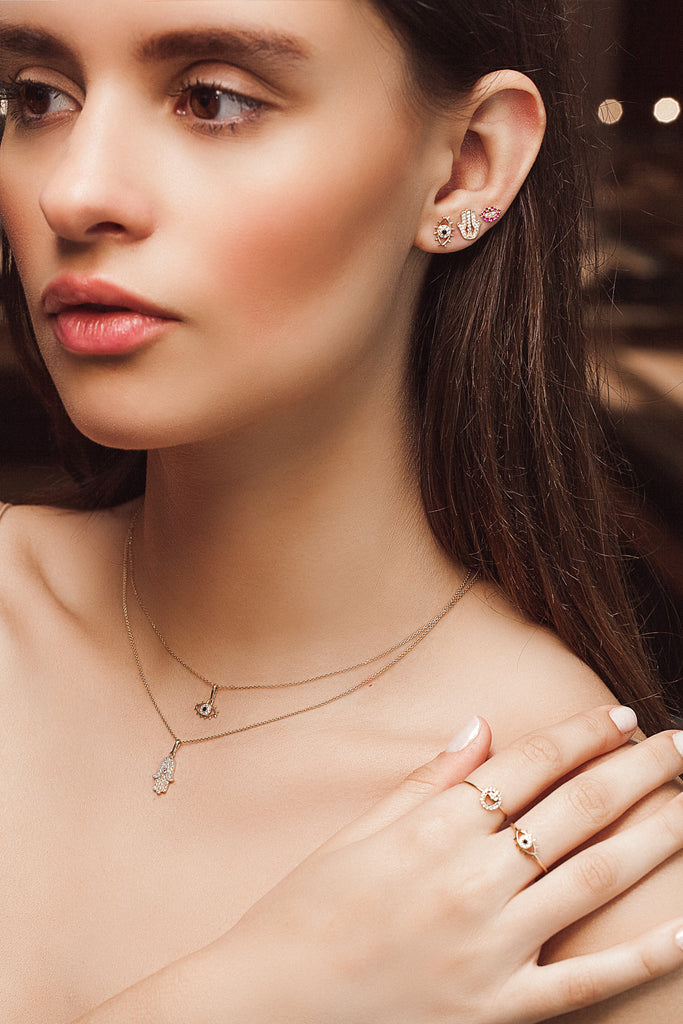 Hamsa gold earrings deals