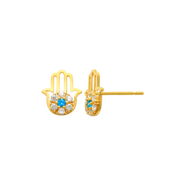 Hamsa Decor Gold Earrings
