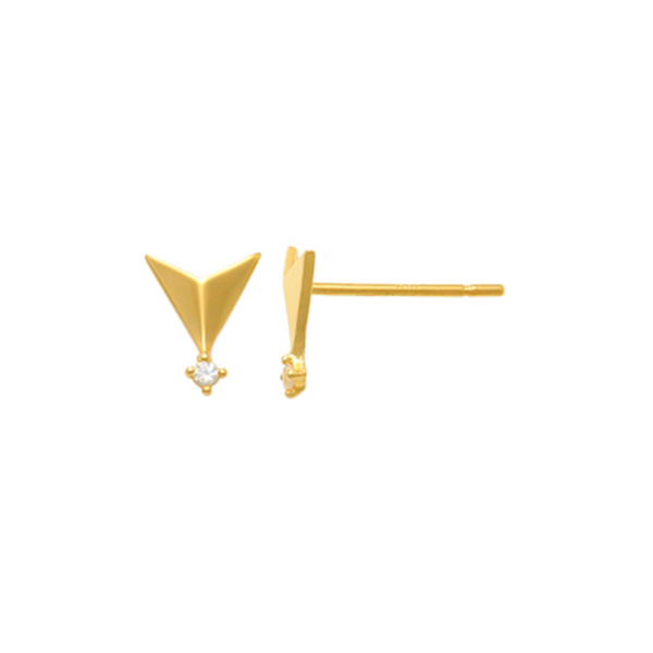 Inverted Pyramid Gold Earrings